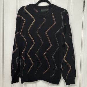 VTG TUNDRA geometric Sweater Stripes Size Medium Cotton Blend 80s 90s